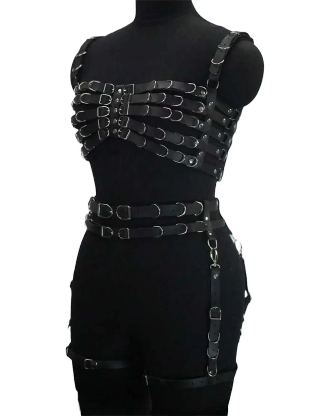 PU Leather Gothic Chest Full Body Harness